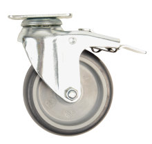 Møbelhjul dreibart m/plate og brems mørkegrå 75 mm